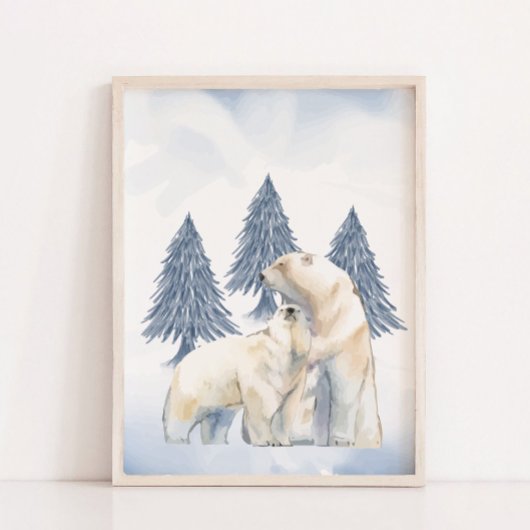 Winterfamilie Polar Beer Arctic Nursery Wall Decor Poster