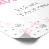 Winterfavor Sign Pink & Silver Snowflakes Poster (Hoek)