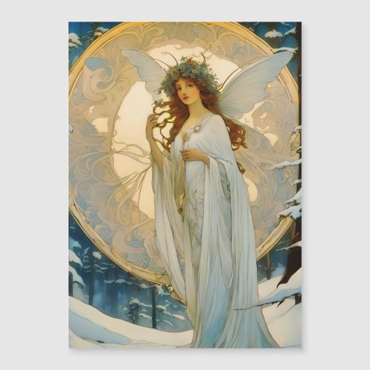 winterfee-artistieke magneetkaart (Voorkant)