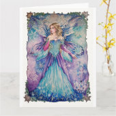 Winterfee koningin wenskaart kaart (Gele Bloem)