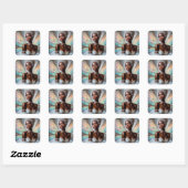 Winterfee met donkere huid vierkante sticker (Vel)