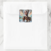 Winterfee met donkere huid vierkante sticker (Tas)