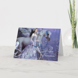 winterfee met paard feestdagen kaart