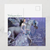 winterfee met paard feestdagenkaart (Voorkant / Achterkant)