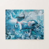 Winterfee met pinguïn metgezel legpuzzel (Horizontaal)