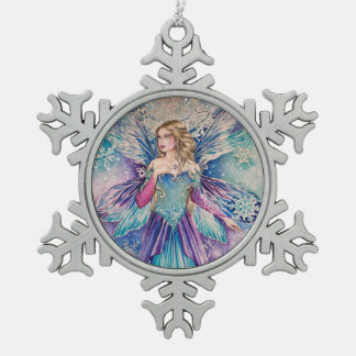 Winterfee-sneeuwvlok Tin Sneeuwvlok Ornament