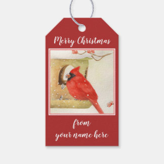Winterfeeder met kerstcranberry Red Gift labels Cadeaulabel