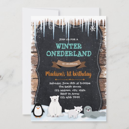 winterfeest arctisch thema Uitnodiging (Voorkant)