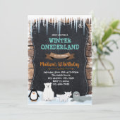 winterfeest arctisch thema Uitnodiging (Staand voorkant)