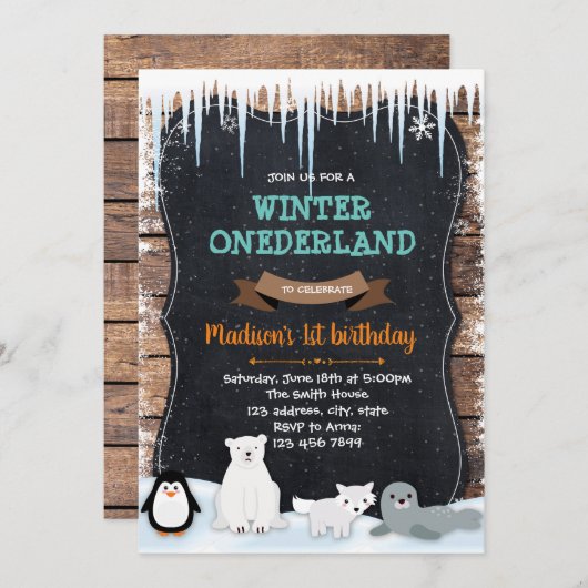 winterfeest arctisch thema Uitnodiging (Voorkant / Achterkant)