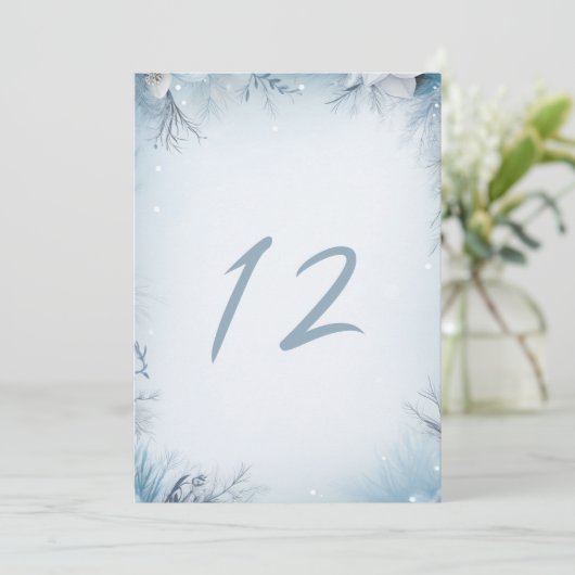 Winterfeest, besneeuwd ijzig tafelnummer teken (Staand voorkant)