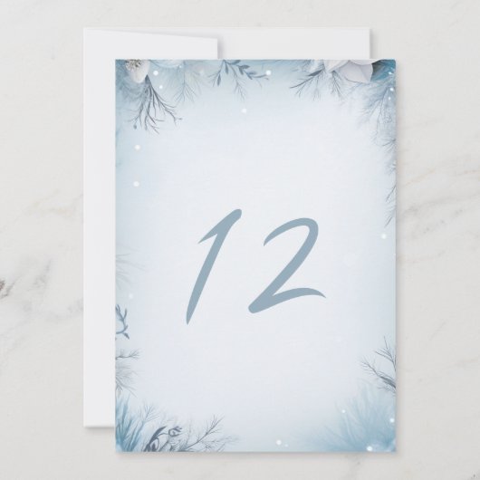 Winterfeest, besneeuwd ijzig tafelnummer teken (Achterkant)