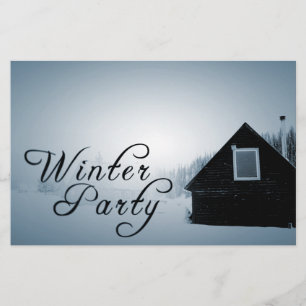winterfeest : ingesneeuwde hut flyer