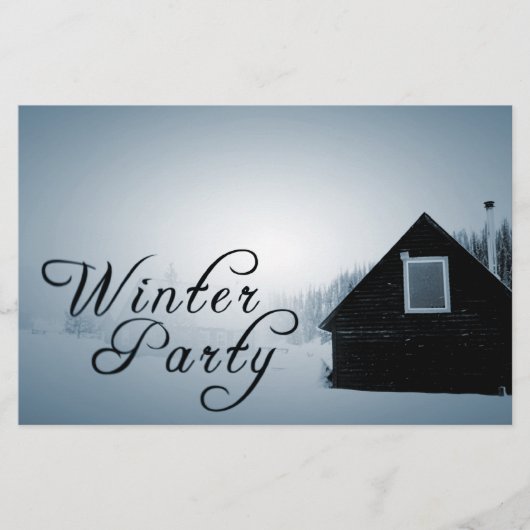 winterfeest : ingesneeuwde hut flyer (Voorkant)