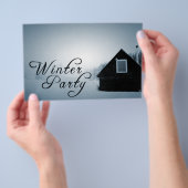 winterfeest : ingesneeuwde hut flyer (Hand)