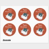 Winterfeest Kerstcadeau Kat  Ronde Sticker (Vel)