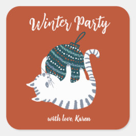 Winterfeest kerstcadeau met Speelgoed Vierkante Sticker