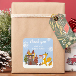 Winterfeest Kerstmis Vos Wild dier cadeau Vierkante Sticker