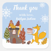 Winterfeest Kerstmis Vos Wild dier cadeau Vierkante Sticker (Voorkant)