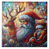 Winterfeest met de Kerstman en het rendier! Tegeltje (Voorkant)