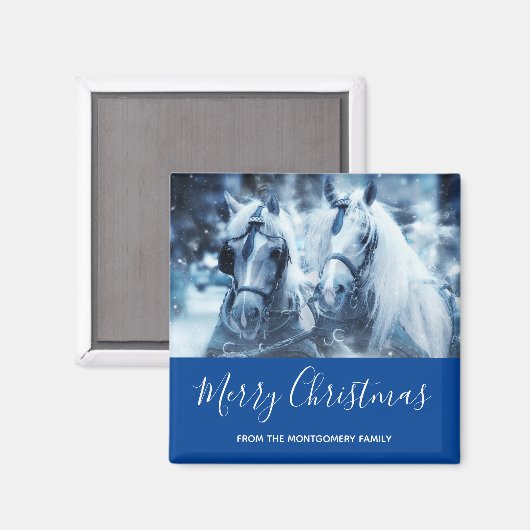 Winterfeest met schitterend paard magneet (Voorkant / Achterkant)