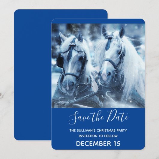 Winterfeest met schitterend paard save the date (Voorkant / Achterkant)
