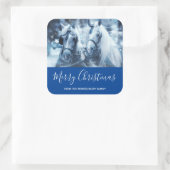 Winterfeest met schitterend paard vierkante sticker (Tas)