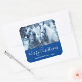 Winterfeest met schitterend paard vierkante sticker (Envelop)