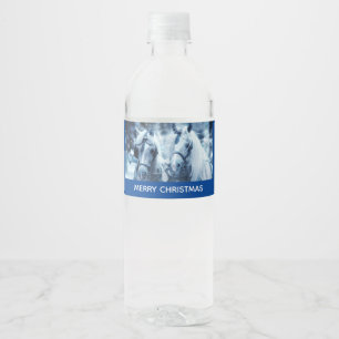 Winterfeest met schitterend paard waterfles etiket