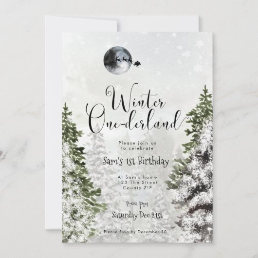 winterfeest op het verjaardagsfeest kaart (Voorkant)