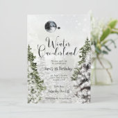 winterfeest op het verjaardagsfeest kaart (Staand voorkant)