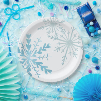 Winterfeest Waterverf Sneeuwvlok Lichtblauw Papieren Bordje
