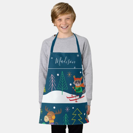 Winterfeestdag — Afdruk met naam en geluid Schort (Gedragen)