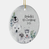 Winterfeestdag Arctisch dier 1 Kerstmis Keramisch Ornament (Rechts)