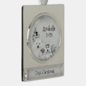 Winterfeestdag Arctisch dier 1 Kerstmis Verzilverd Banner Ornament (Rechts)