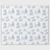 Winterfeestdag - Blauw-witte toile cadeau Cadeaupapier (Vlak)