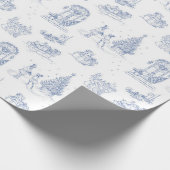 Winterfeestdag - Blauw-witte toile cadeau Cadeaupapier (Hoek)