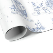 Winterfeestdag - Blauw-witte toile cadeau Cadeaupapier (Rol Hoek)