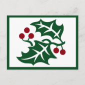 Winterfeestdag in Groene Holly en Rode Berries Briefkaart (Voorkant)