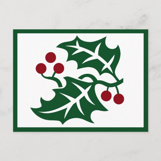 Winterfeestdag in Groene Holly en Rode Berries Briefkaart (Voorkant)