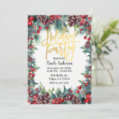 Winterfeestdag kerstfeest Holly en pijnbomen Kaart (Staand voorkant)