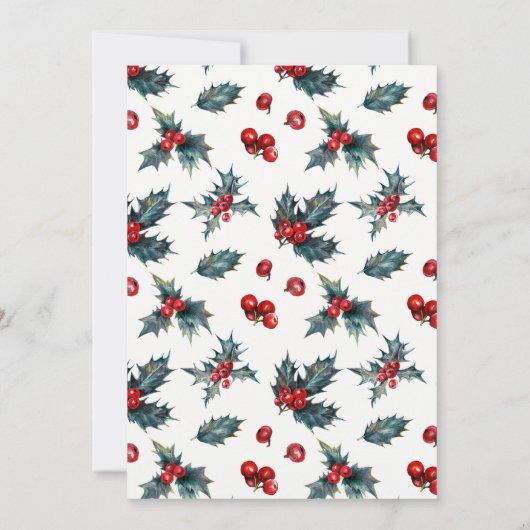 Winterfeestdag kerstfeest Holly en pijnbomen Kaart (Achterkant)