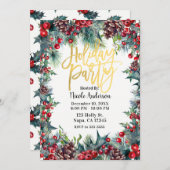 Winterfeestdag kerstfeest Holly en pijnbomen Kaart (Voorkant / Achterkant)