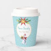 Winterfeestdag Kerstmis en nieuwjaarsdag Snowman Papieren Bekers (Achterkant)