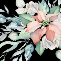 Winterfeestdag Waterverf Roze Poinsettia Shower