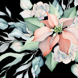 Winterfeestdag Waterverf Roze Poinsettia Shower Kaart