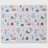 WinterFeestdagen Beer met kerstpoot Cadeaupapier (Vlak)