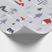 WinterFeestdagen Beer met kerstpoot Cadeaupapier (Hoek)