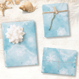 WinterFeestdagen Elegant Blue Snowflakes Kerstmis Inpakpapier Vel