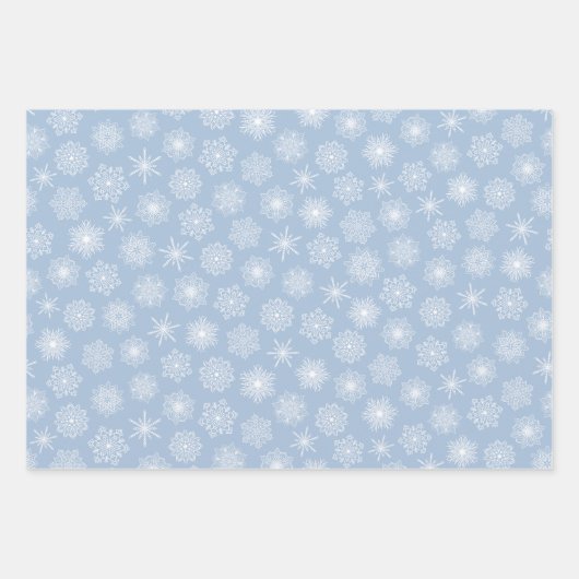 WinterFeestdagen Elegant Blue Snowflakes Kerstmis Inpakpapier Vel (Voorkant 3)